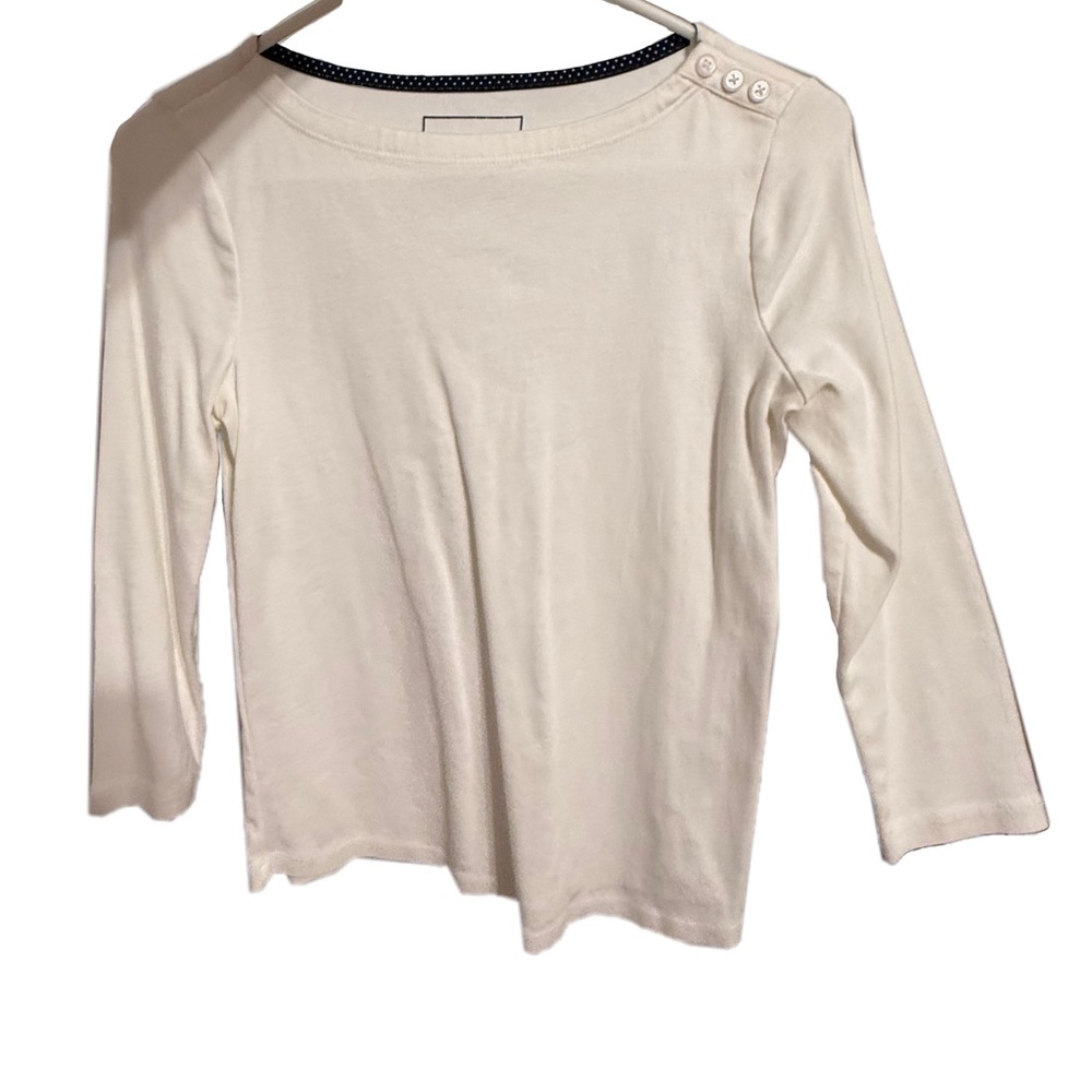 White Charter Club Long Sleeve Top with Button Detail